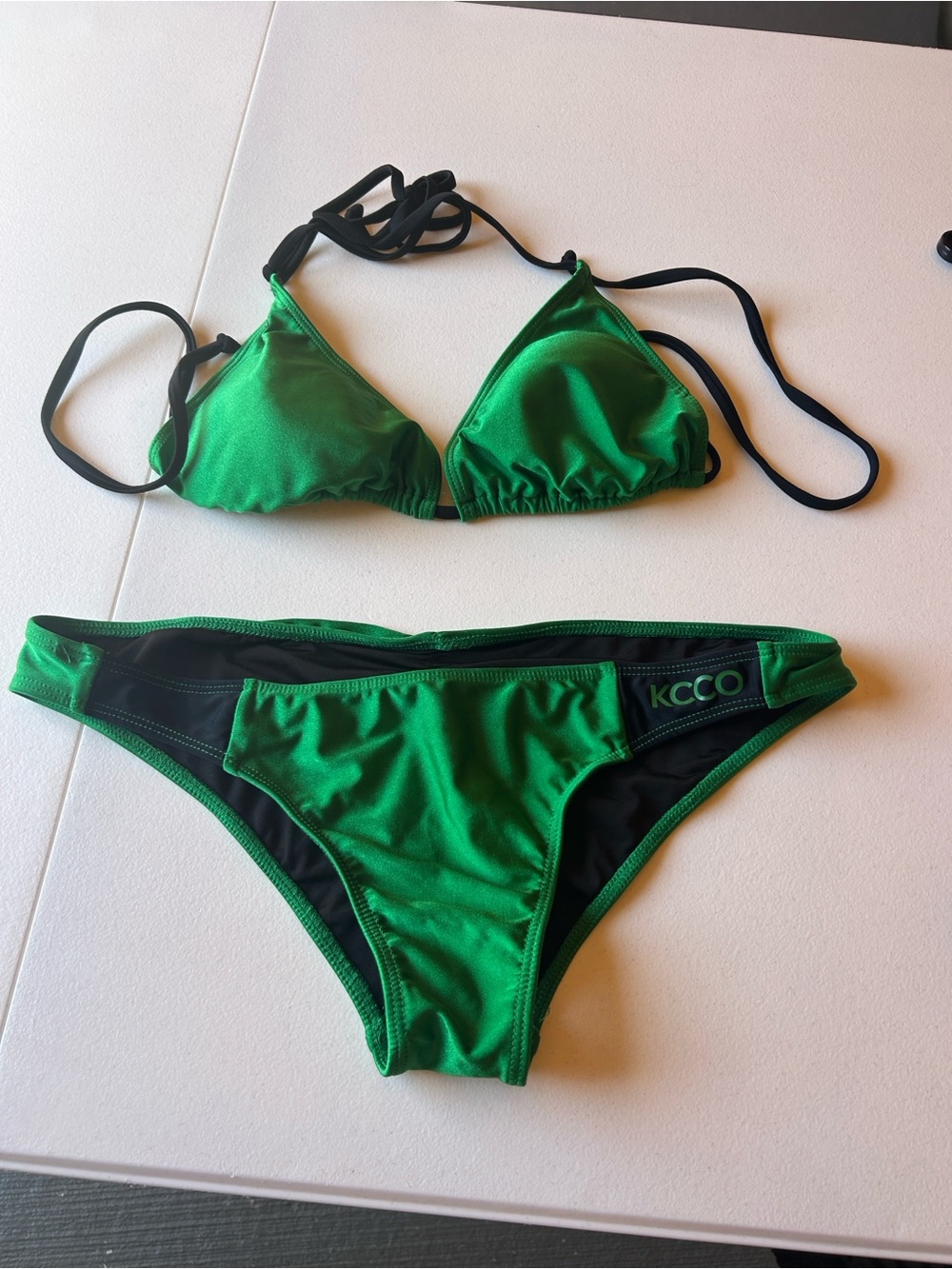 Agent Provocateur Emerald Green and Black Triangle Bikini Set